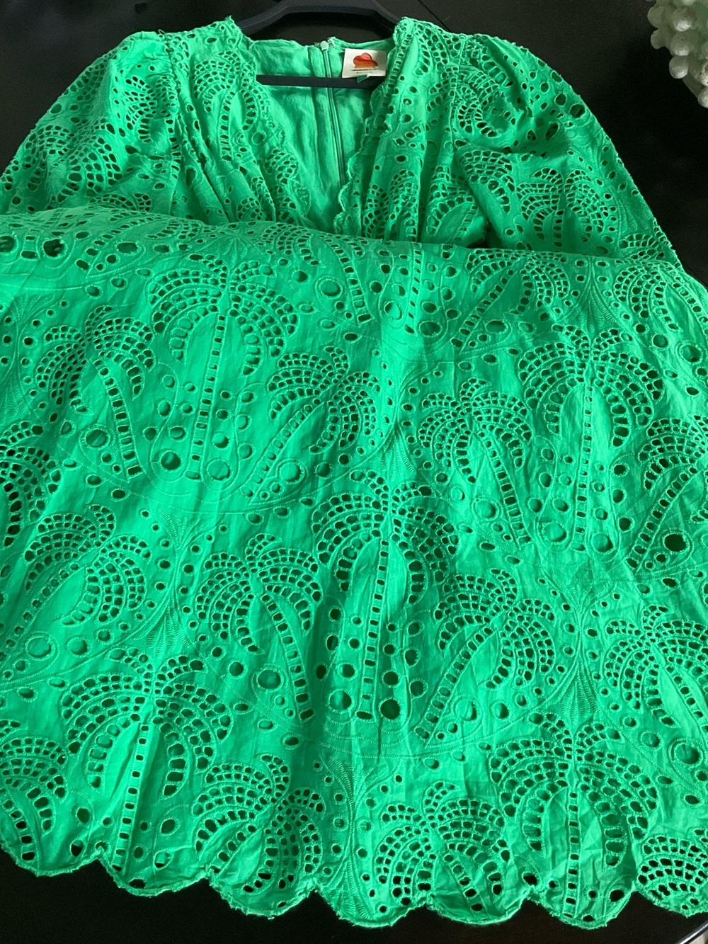 FARM Rio Vibrant Richeliu Eyelet Maxi Dress with Puff Sleeves - Picture 13 of 13